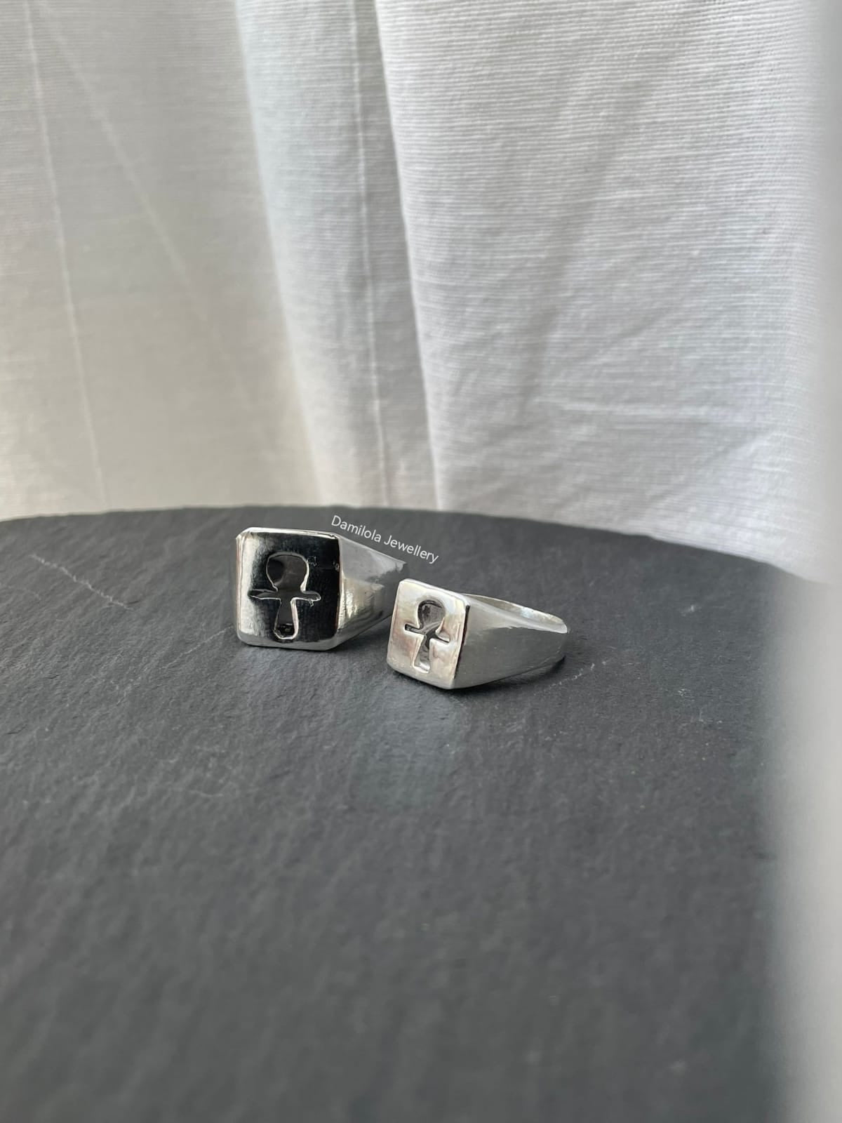 PURE Ankh Chunky Signet Ring - 925 Silver/Gold