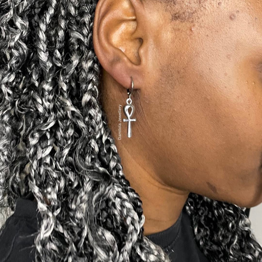 Ankh Huggies Earrings - Gold/Silver