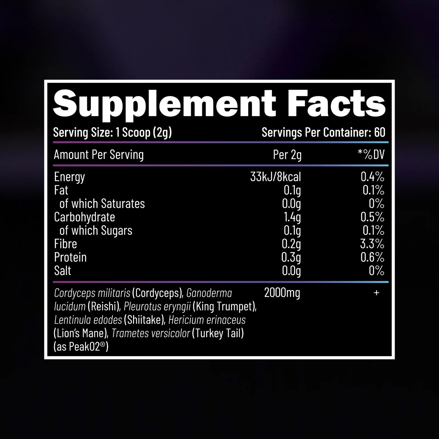 Efectiv Nutrition PeakO2® Mushroom Blend 120g