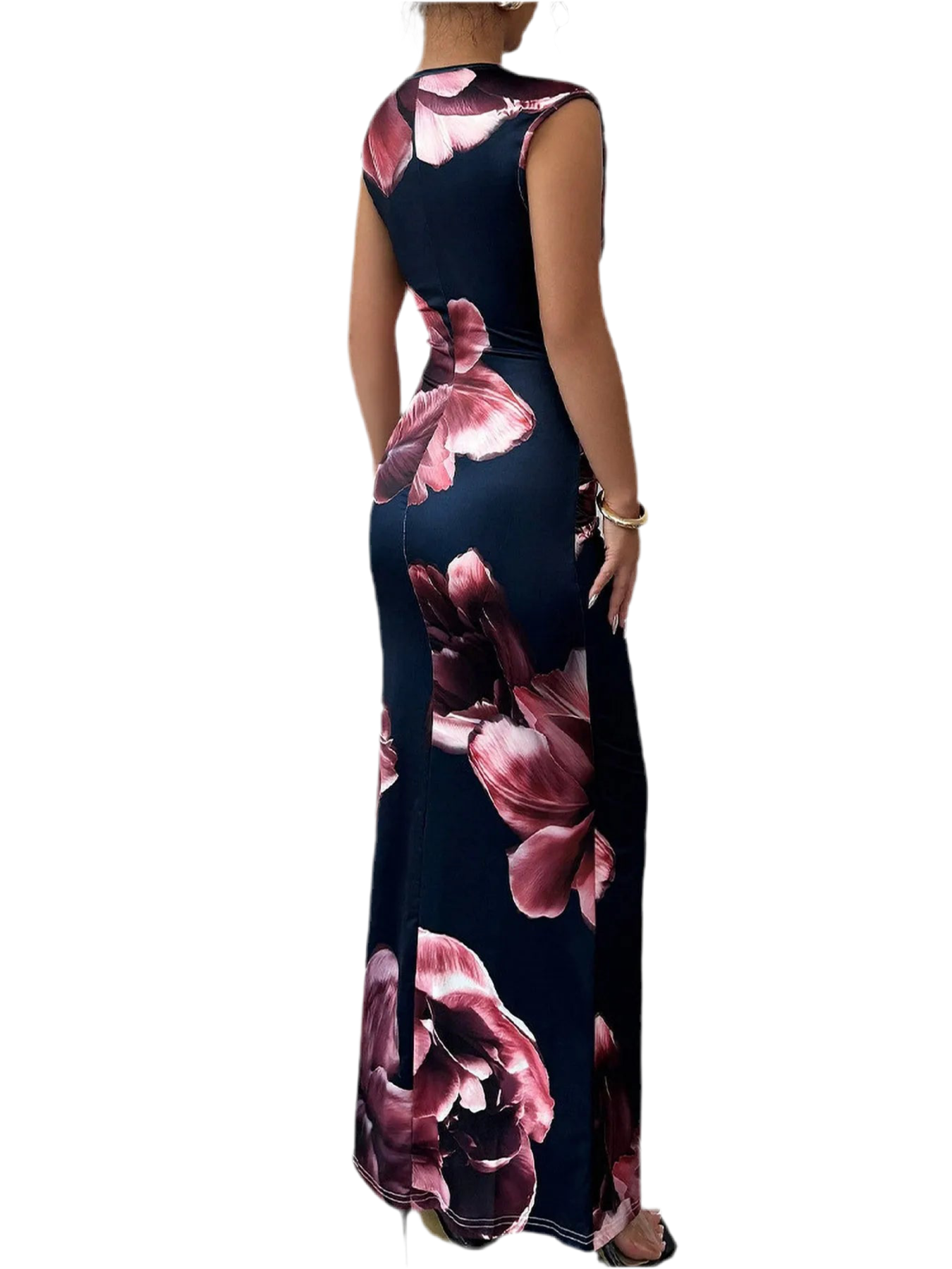 Floral Print Sleeveless Bodycon Maxi Dress